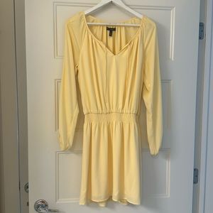 White House Black Market Yellow Blouson Smocked Waist Dress